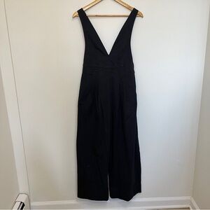 TOAST Cotton Linen Black Jumpsuit V-Neck Size UK 6/ US 2